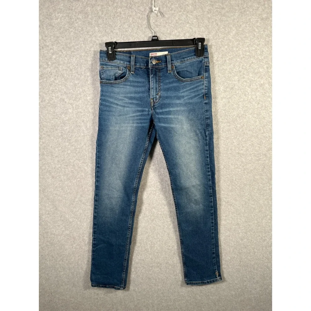Signature Levi Strauss Jeans Mens 28x30‎ Blue Denim Stretch Slim Straight Leg